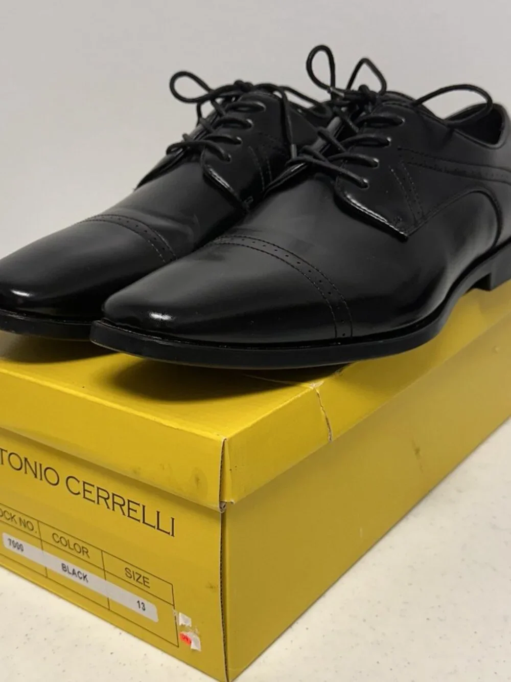 Antonio Cerrelli Black Oxford Dress Shoes Mens Size 13 Lace Up Faux Leather